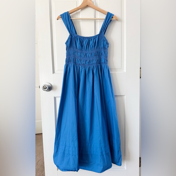 PINCH Royal Blue Ruched Tank Midi Dress Milkmaid Cottagecore Size L - Picture 5 of 15